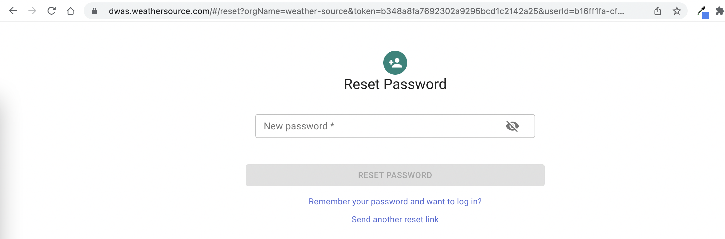 Password Reset Entry